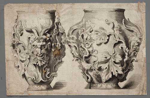 Ornamentprent. Antieke vaas naar Rubens.
